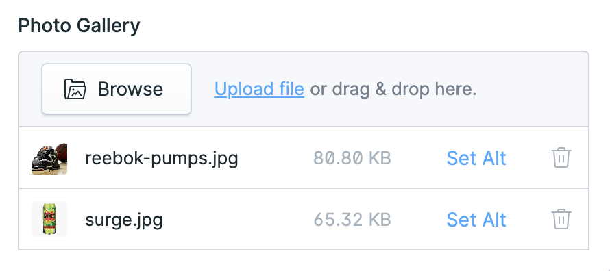 Screenshot of Assets